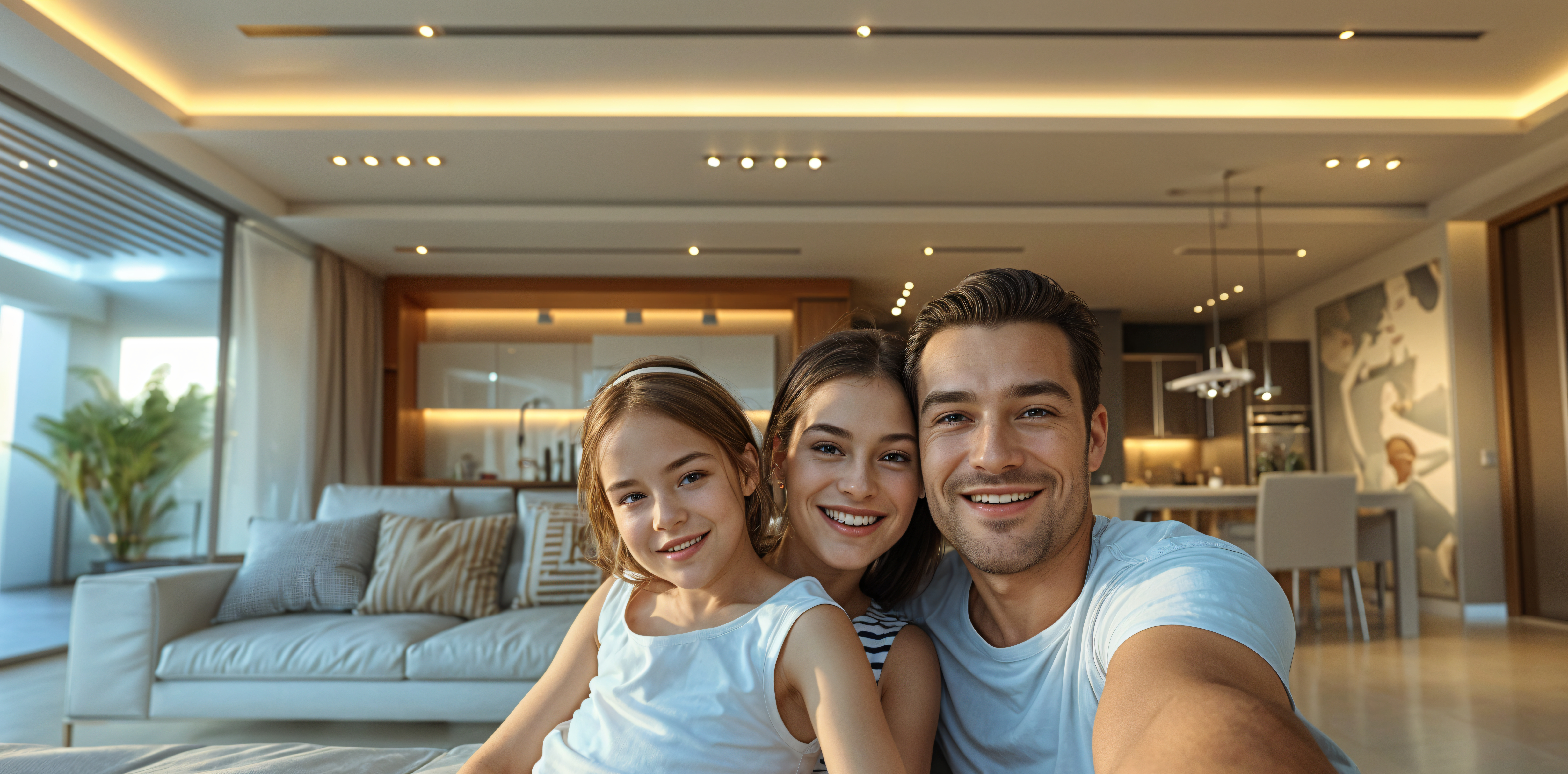 family-showcasing-their-home